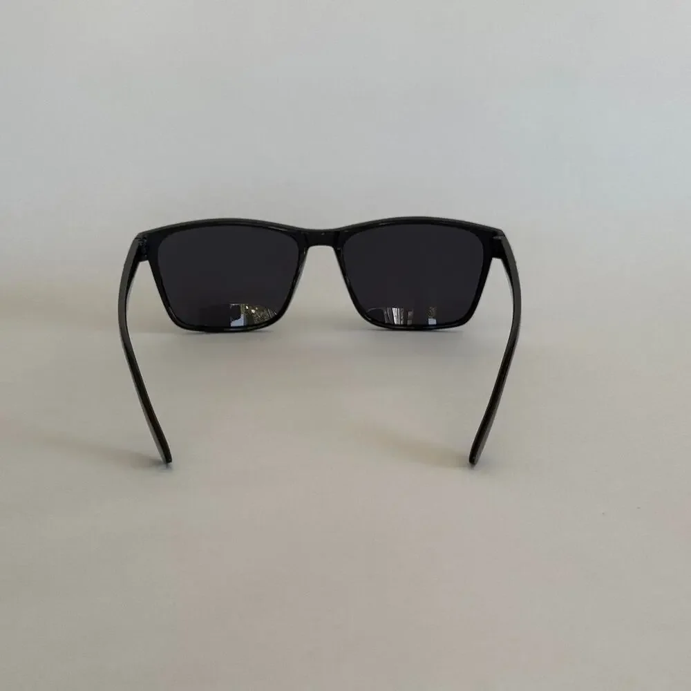 Y2K Black Square Sunglasses Gold Accent Unisex Stylish Look UVA UVB